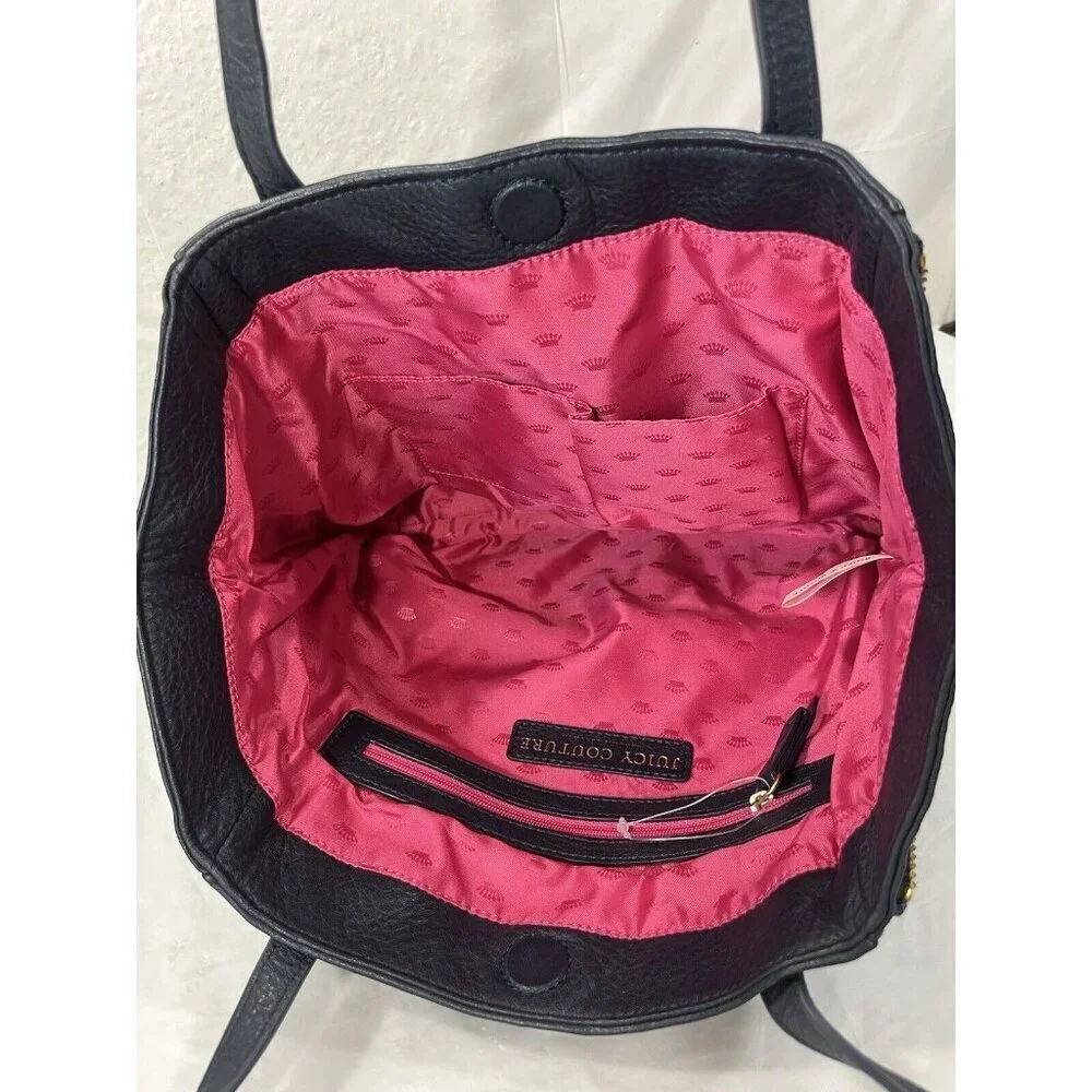 Juicy Couture Orange Grove Winged Tote navy leather new convertible